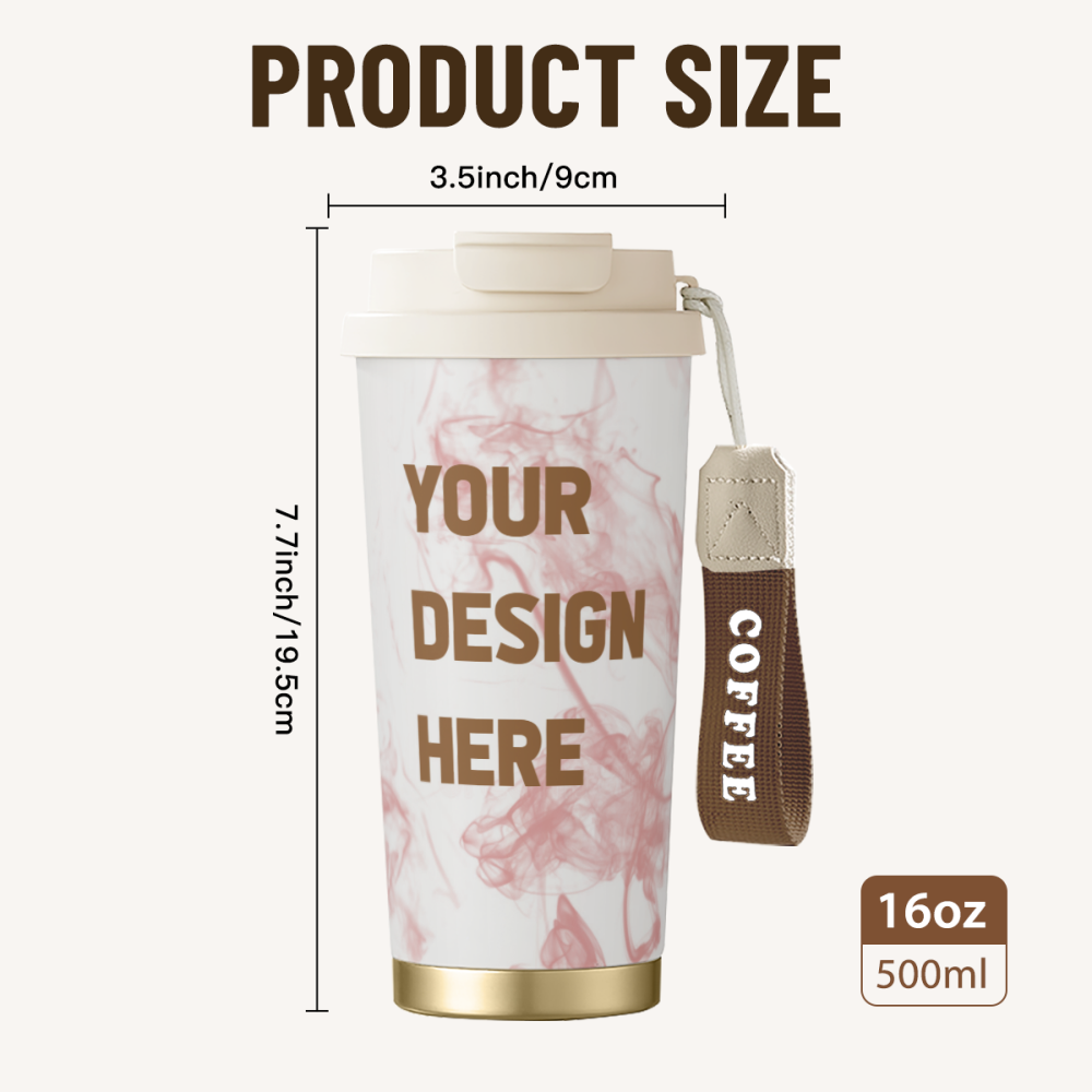 Custom 16oz Double Wall Stainless Steel Travel Tumbler BPA-Free PP Lid