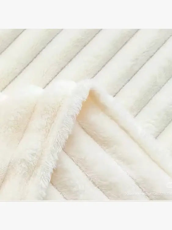 Fluffery Stripe Fleece Throw – Ultra Plush Ribbed Blanket with 1.6" Wide Channel Texture