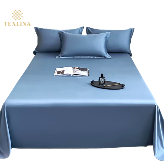 Texlina Ice Silk Bed Sheet - Blue