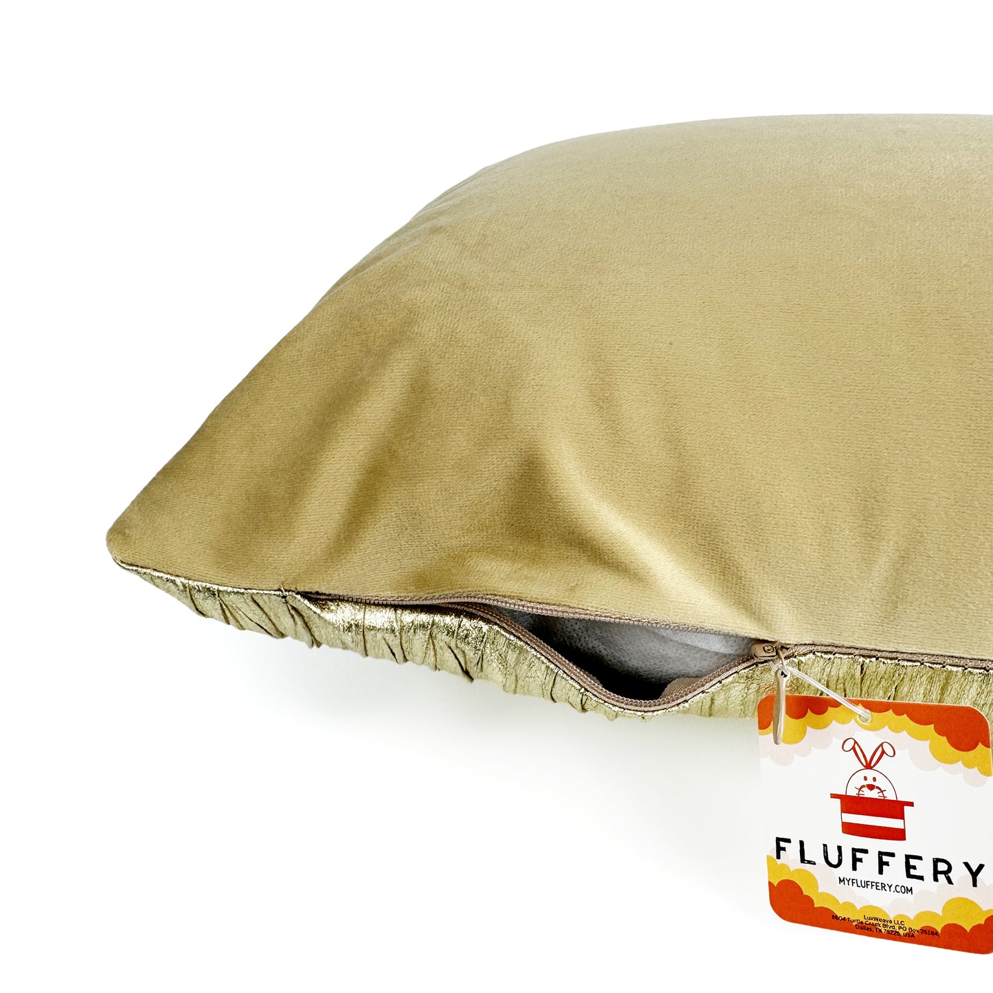 Fluffery Faux Leather Throw Pillow, Gold (12" x 20" / 30 x 50 cm)