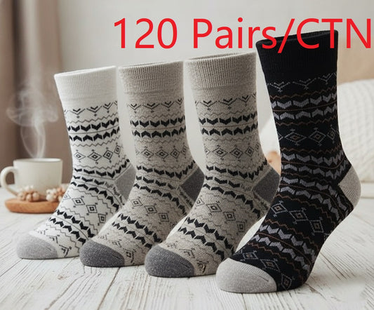 Christmas Style Argyle Pattern Crew Socks- Soft Cotton Blend 1 CTN