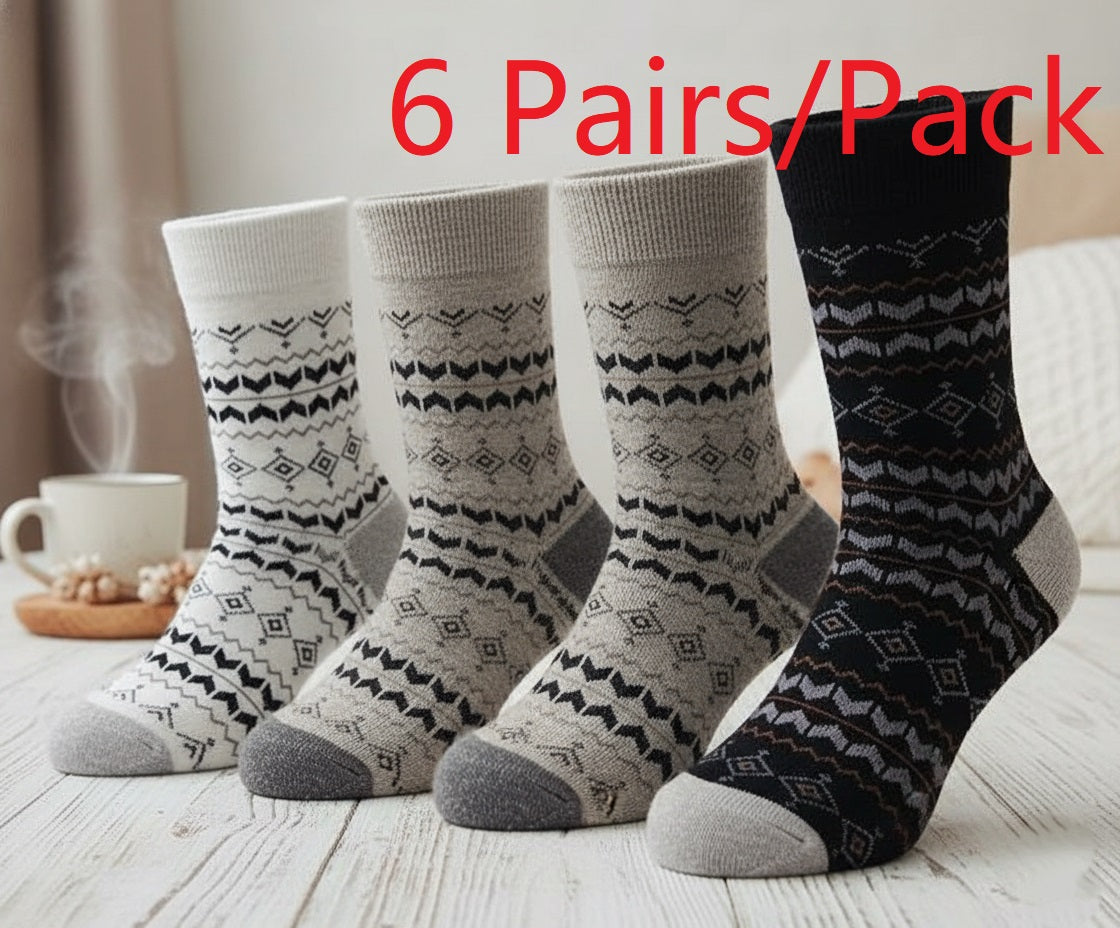 Christmas Style Argyle Pattern Crew Socks- Soft Cotton Blend