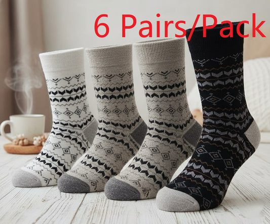 Christmas Style Argyle Pattern Crew Socks- Soft Cotton Blend