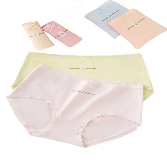 Texlina Women’s Seamless Cotton Briefs with “Please Keep” Print & Bow – Everyday Pastel Collection