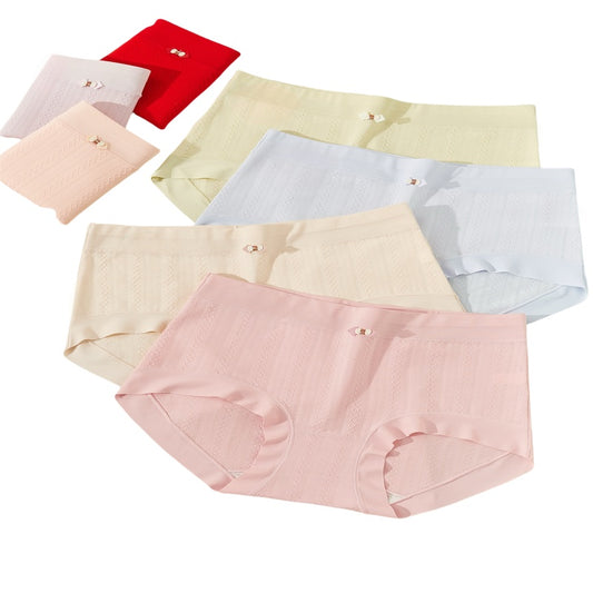 Texlina Women’s Seamless Jacquard Briefs with Bow Accent – Assorted Soft Touch Collection