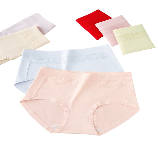 Texlina Women’s Seamless Mid-Rise Briefs with Lace Trim – Assorted Color Packs