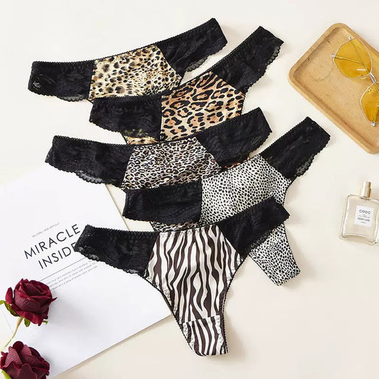Texlina Women’s Animal Print Lace Thong – WildLuxe™ Fierce & Flirty Collection( 10 PCS/Pack)