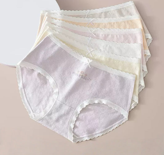 Texlina Women’s Cotton Ribbed Briefs with Embroidered Logo – Flower🌸 Collection( 12 PCS/Pack)