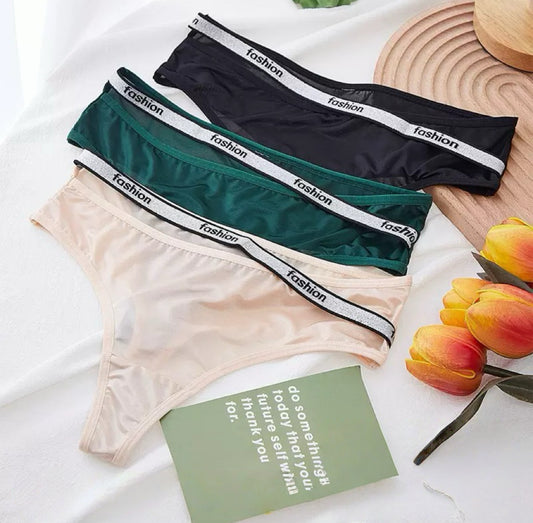 Texlina Women’s Sporty Stretch Thong with “Fashion” Elastic Waistband – StreetFlex™ Urban Basics Series( 10 PCS/Pack)