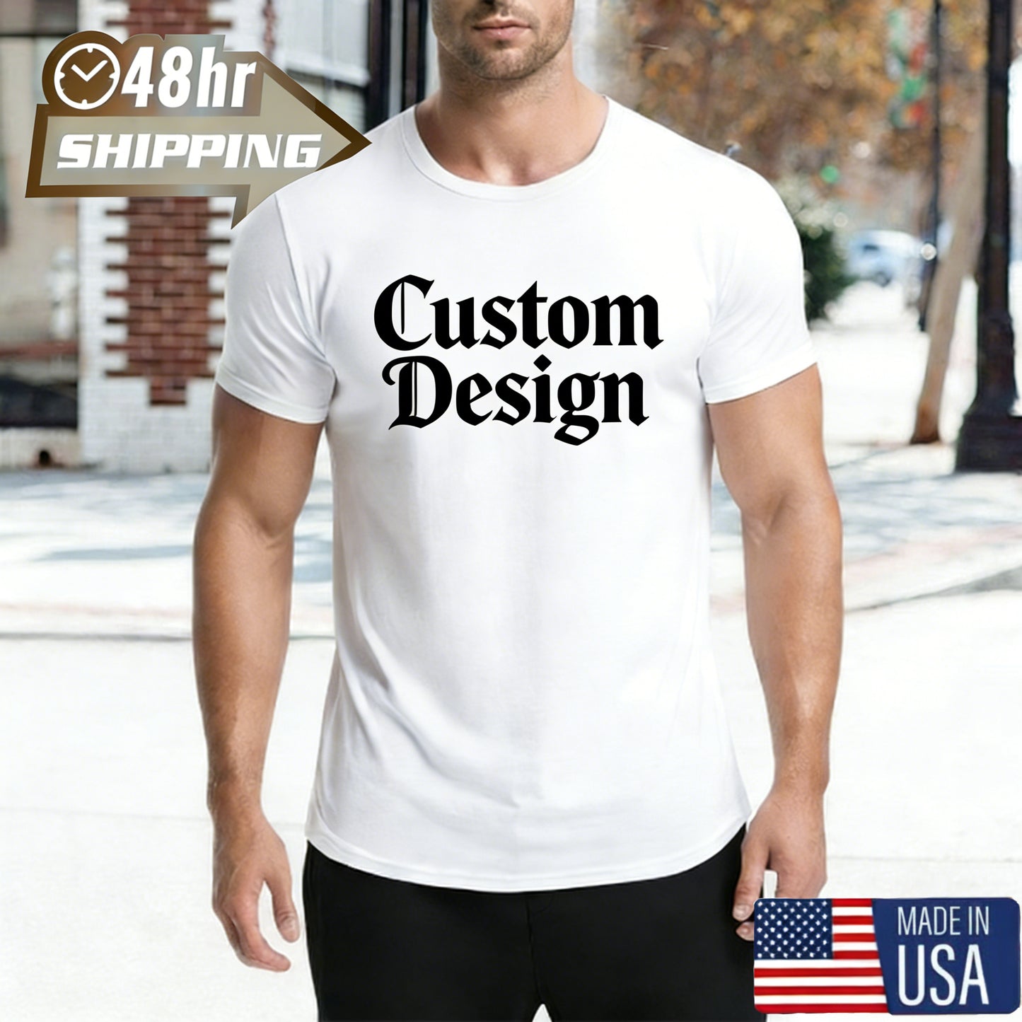 Men's 200g Cotton T-Shirt Custom Design Print Fast Shipping