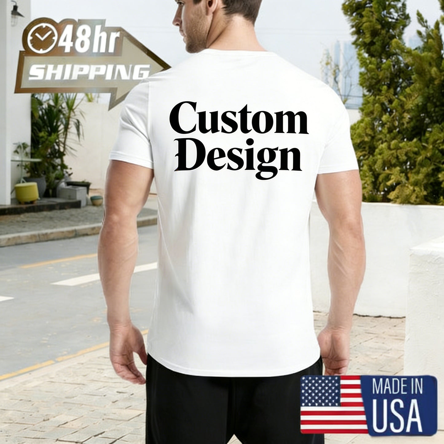 Men's 200g Cotton T-Shirt Custom Design Print Fast Shipping