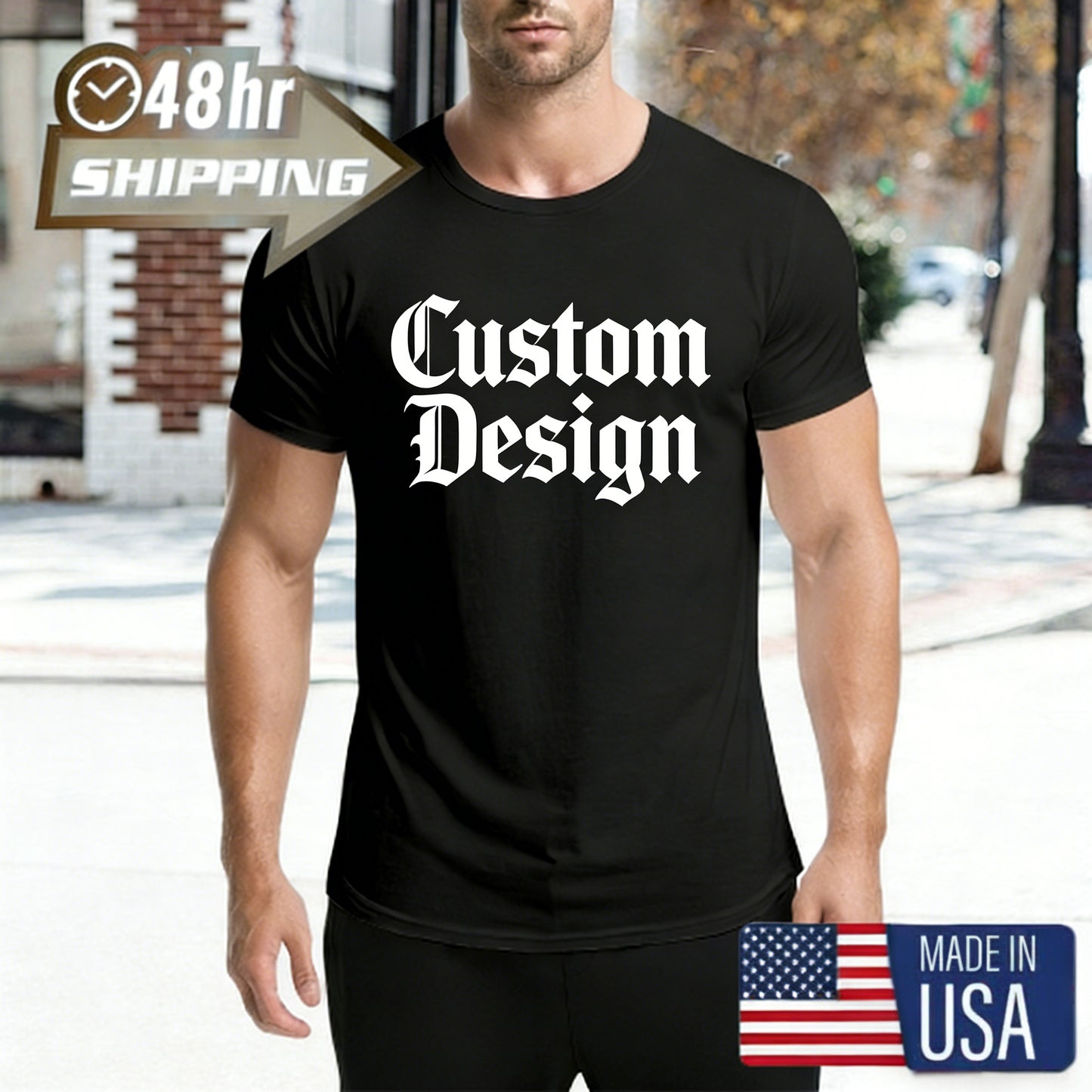 Men's 200g Cotton T-Shirt Custom Design Print Fast Shipping