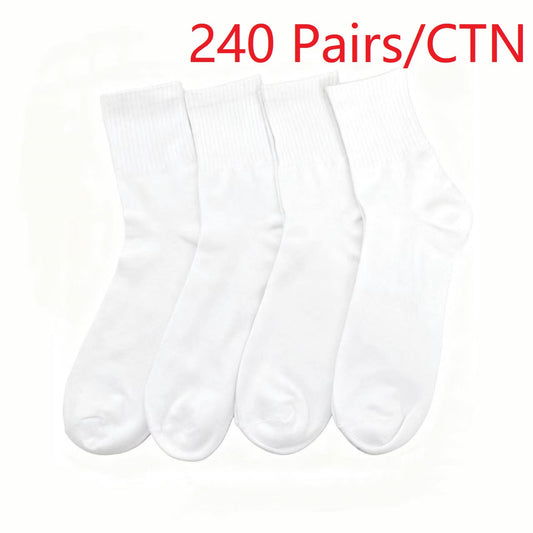 Men's All-White Mid-Calf Socks - Soft Elastic Fit Daily 1CTN