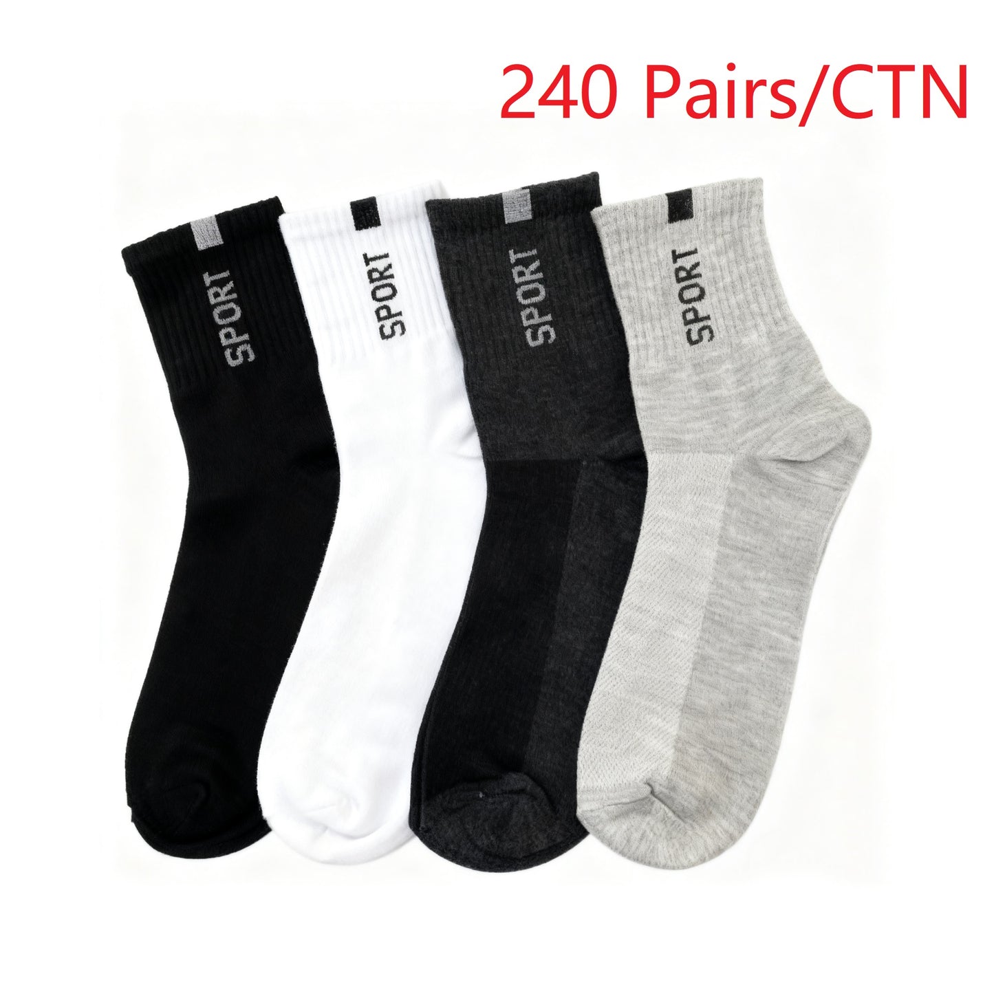 Men's "SPORT" Printed Mid-Calf Socks - Soft Elastic Fit 1CTN