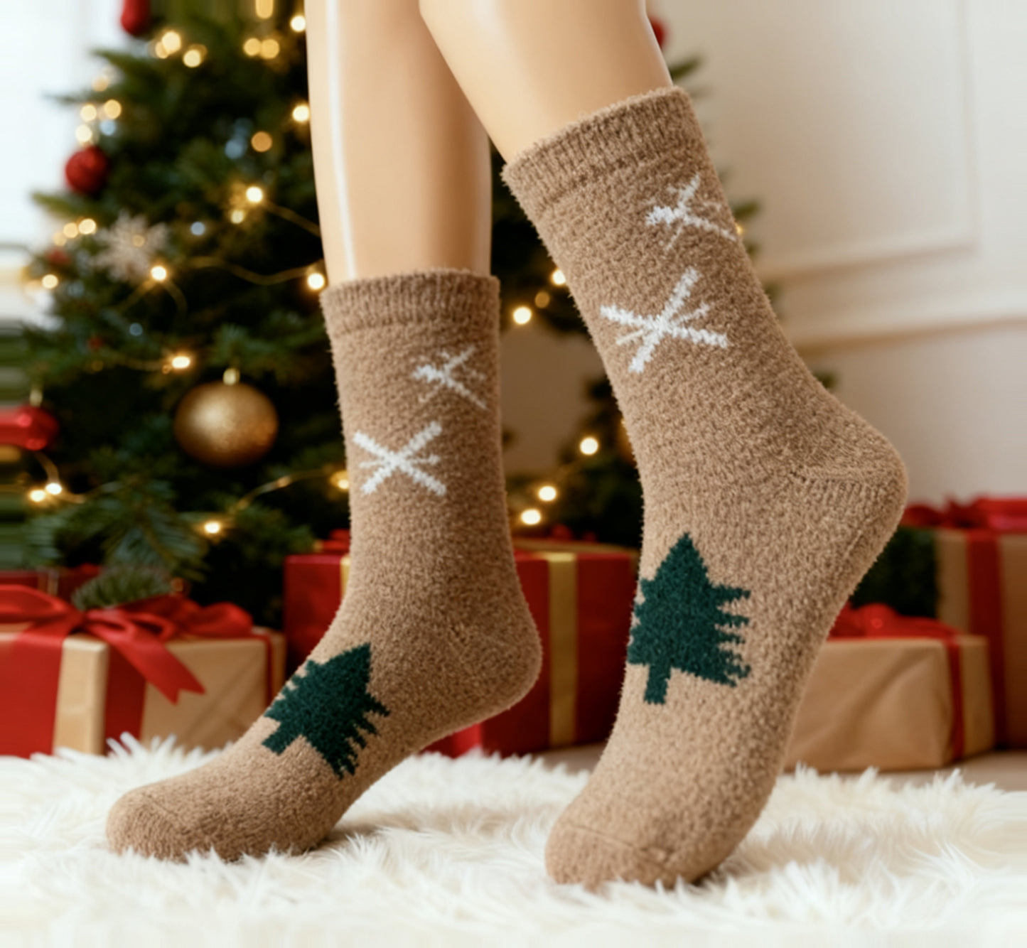 Christmas Theme Furry Socks  | Warm Acrylic Wool Socks  1CTN