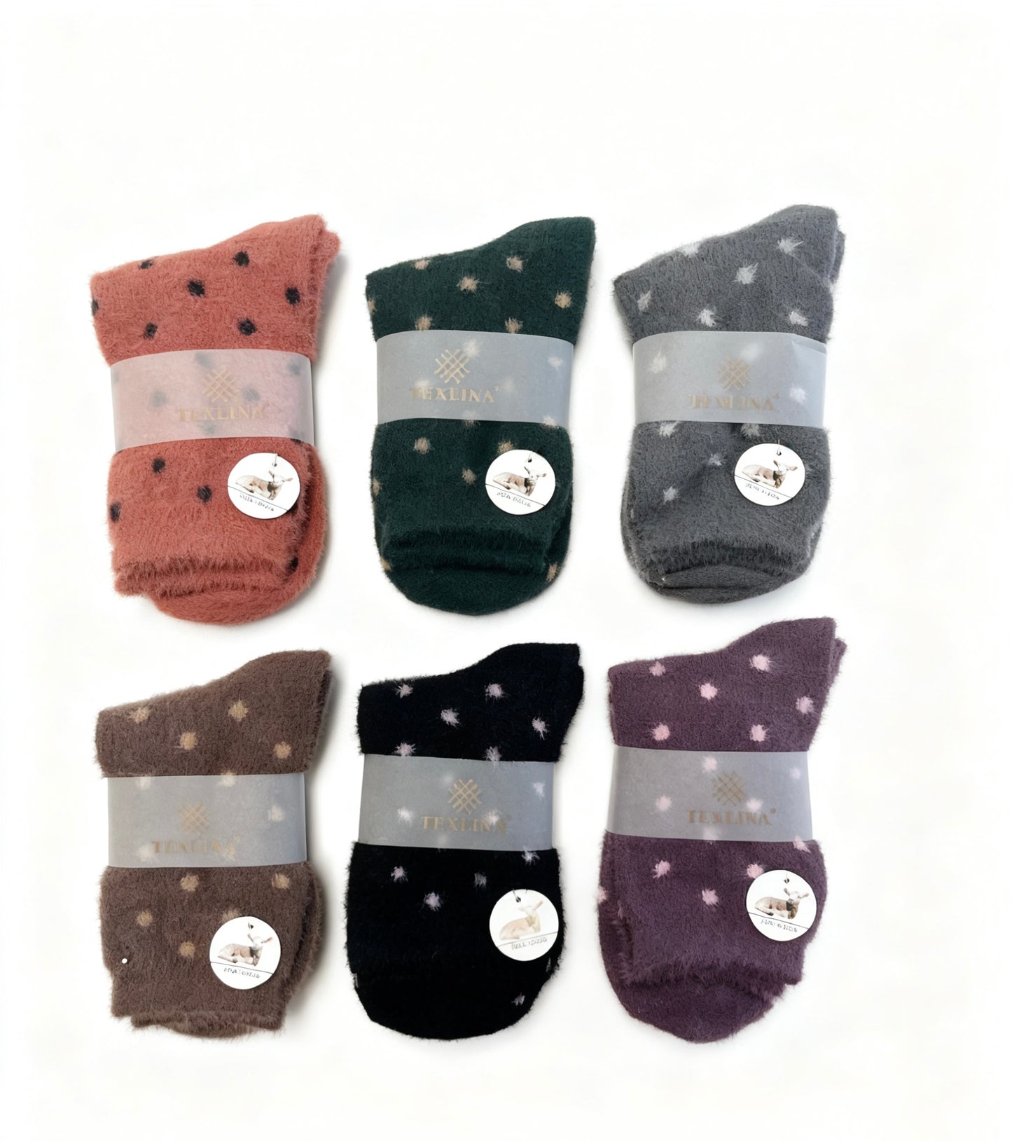 Furry Warm Polka Dot Socks Acrylic Wool Chritsmas Gift 1 CTN