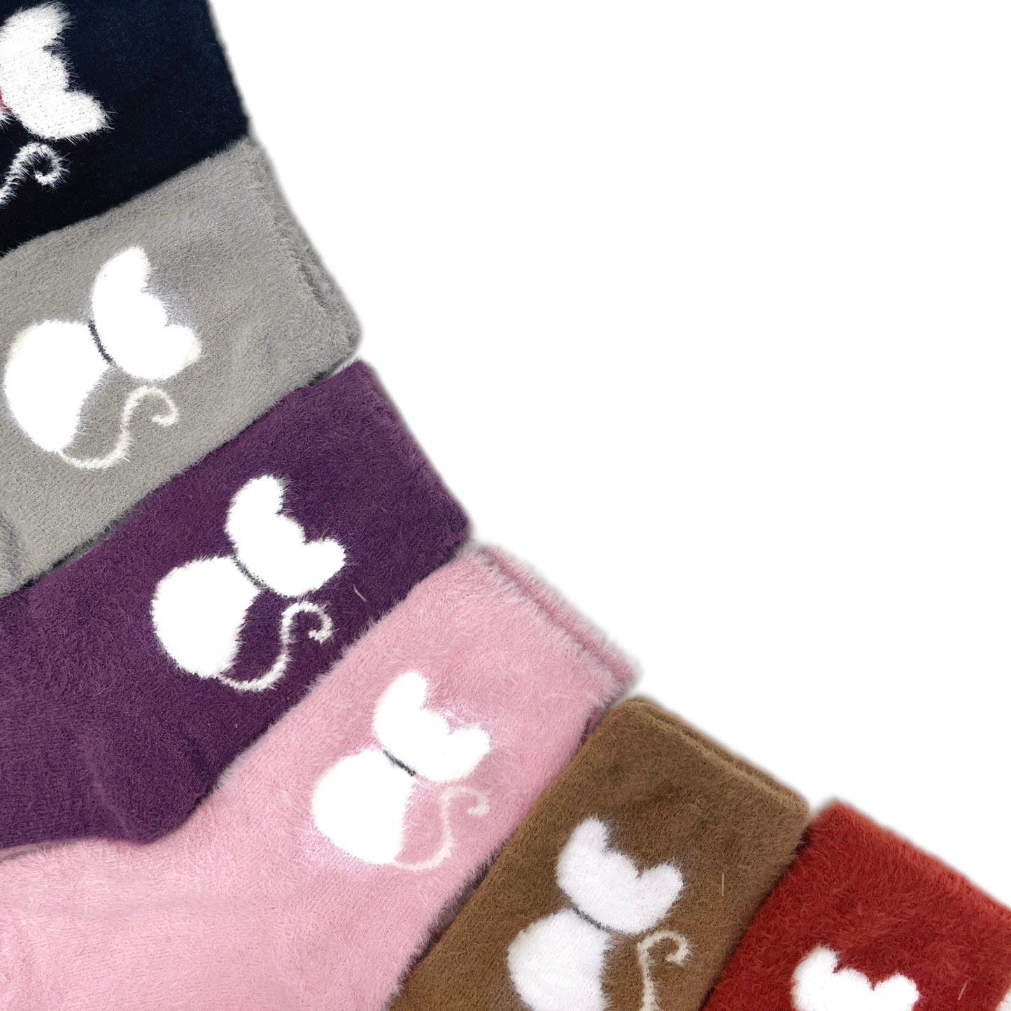 Furry Winter Warm Cat Socks Acrylic Wool Chritsmas