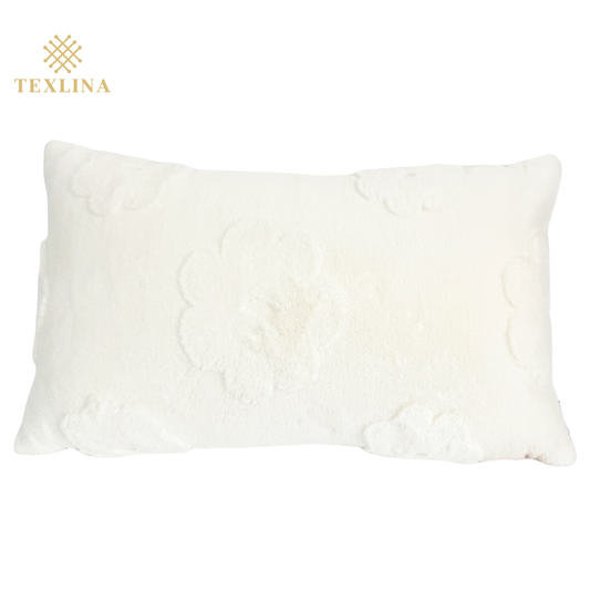 Texlina Floral Embroidered Throw Pillow, White (12" x 20" / 30 x 50 cm)