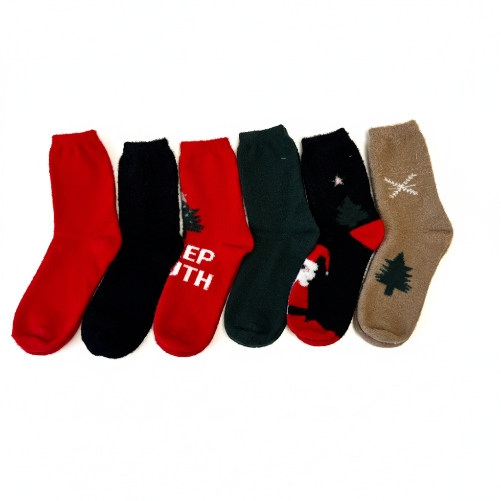 Christmas Theme Furry Socks  | Warm Acrylic Wool Socks  1CTN