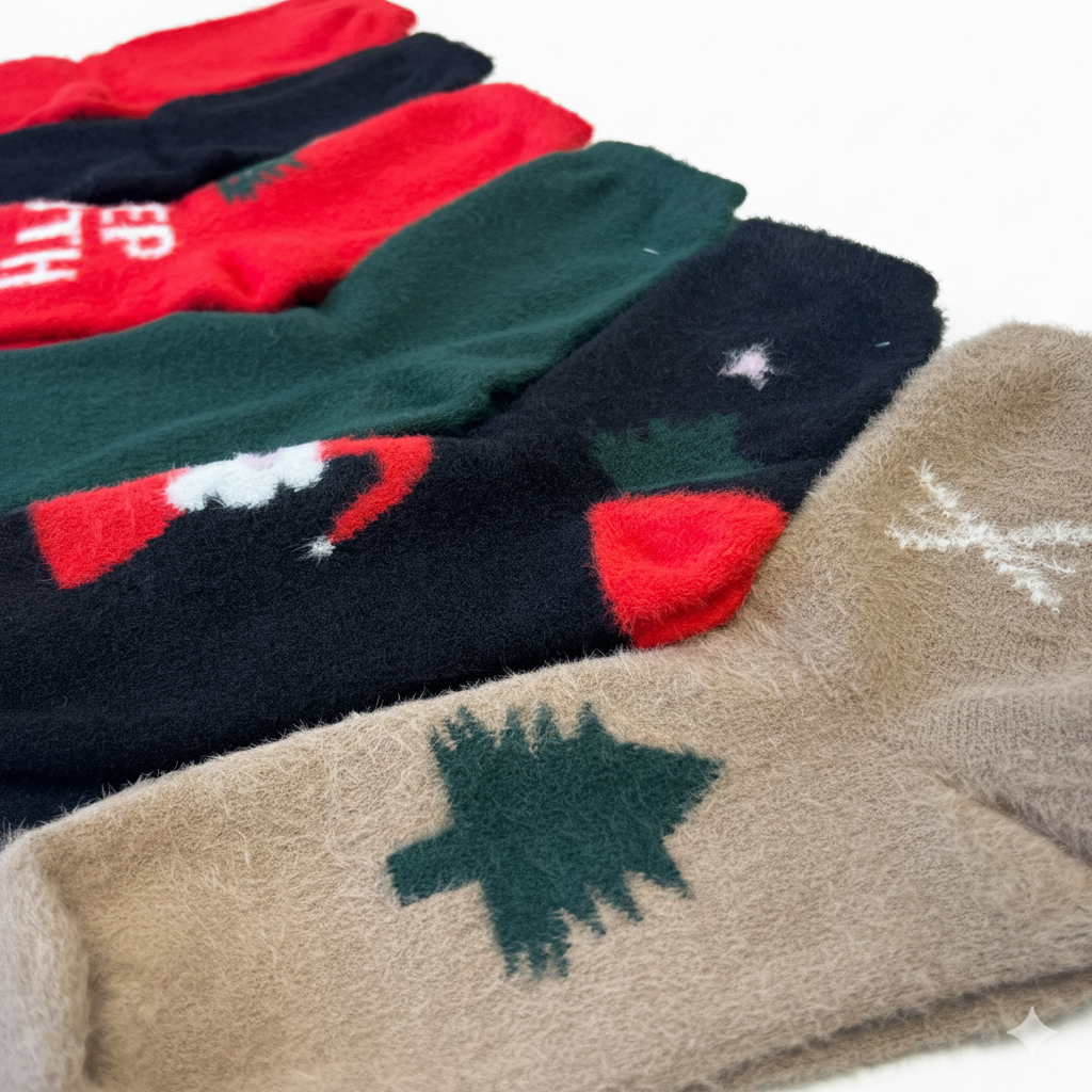 Christmas Theme Furry Socks  | Warm Acrylic Wool Socks  1CTN