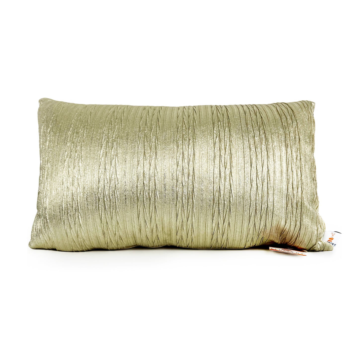 Fluffery Faux Leather Throw Pillow, Gold (12" x 20" / 30 x 50 cm)