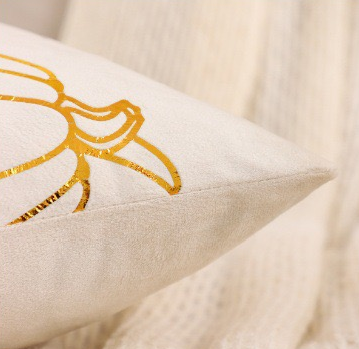 Gilded Pumpkin and Leaf Decor Throw Pillow 18×18