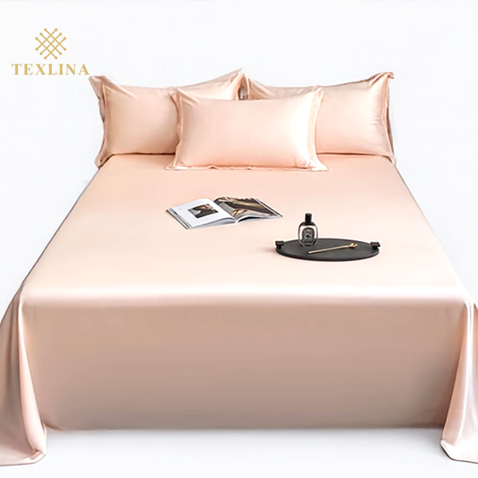 Texlina Ice Silk Bed Sheet - Peach