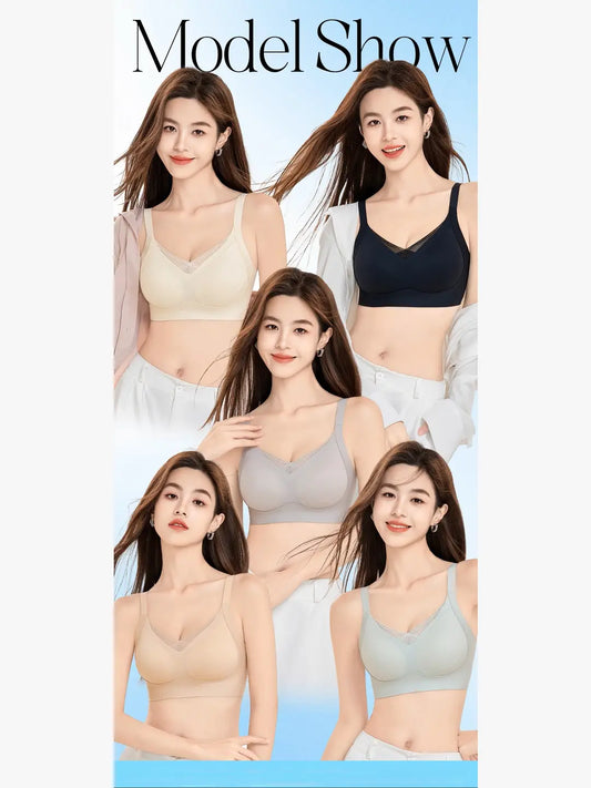 Texlina Women’s Wire-Free Lace Inset Bra – EleganceFlex™ Support Series (12 PCs/Pack)