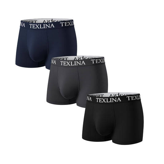 Texlina Men's Stretch Boxer Brief Underwear Cotton Assorted (3 PCS/Pack)