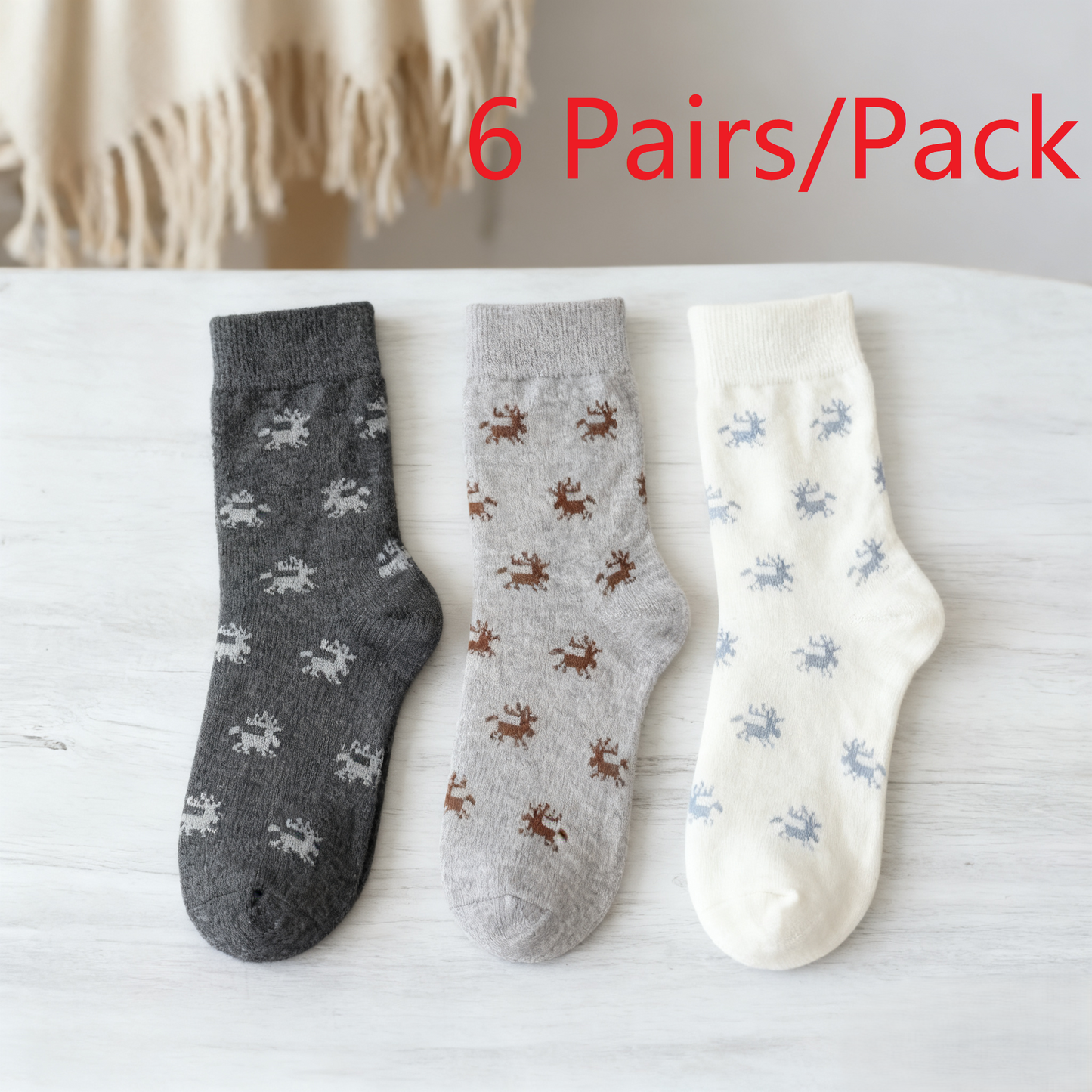 Christmas Style Argyle Pattern Crew Socks - Soft Cotton Warm