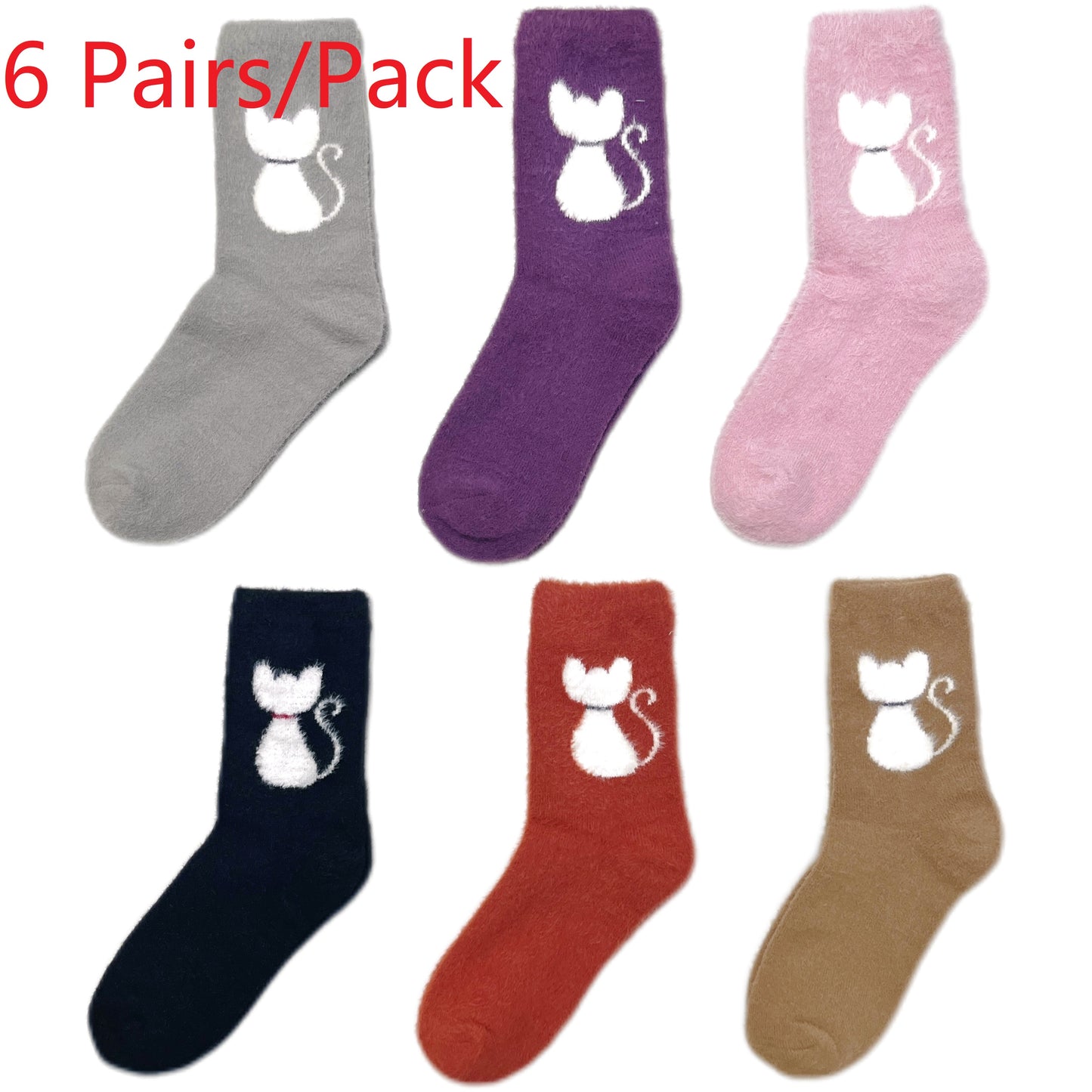 Furry Winter Warm Cat Socks Acrylic Wool Chritsmas