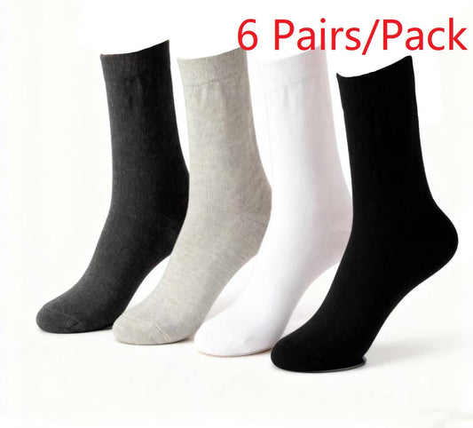 Men's Solid Crew Socks - Soft Elastic Fit Daily Casual