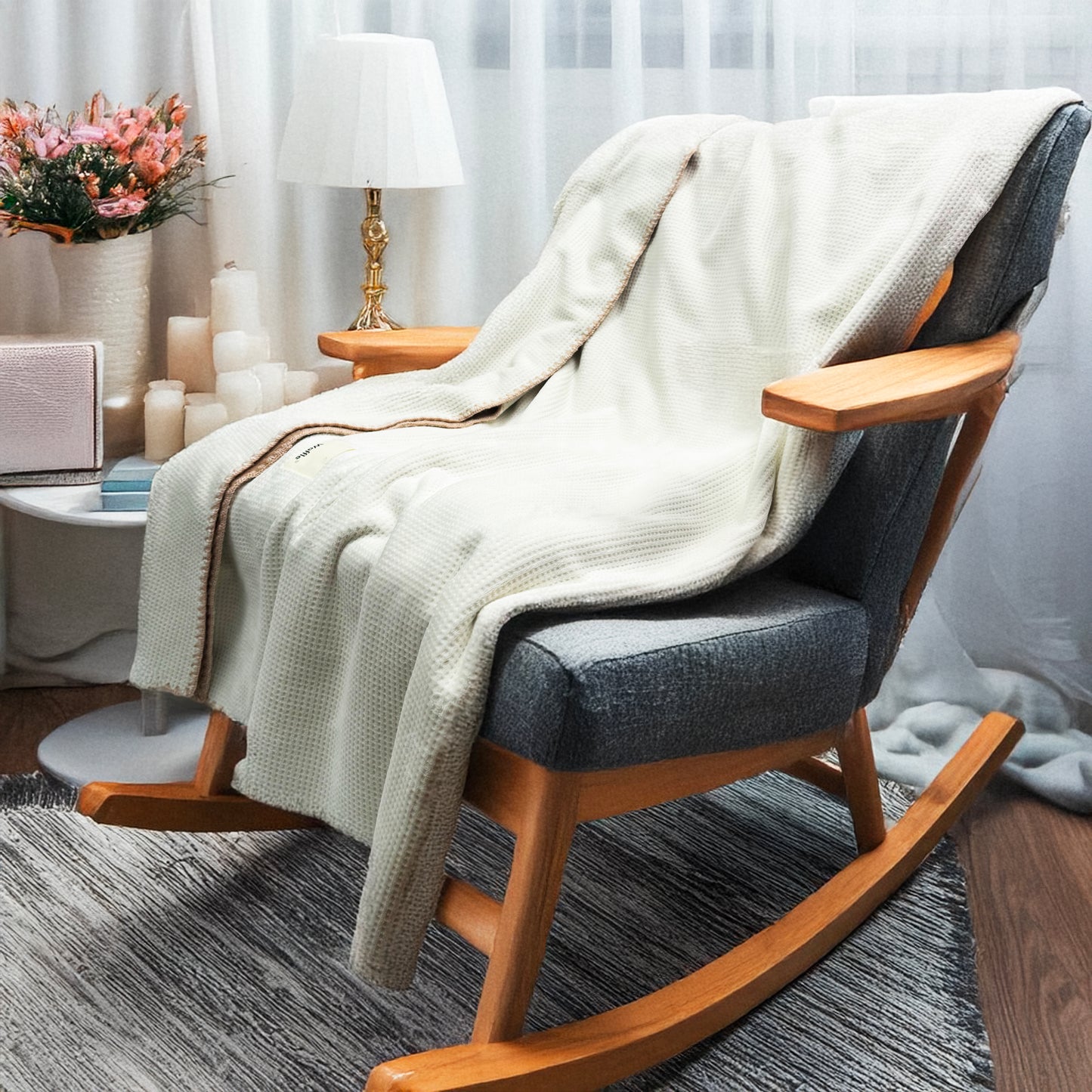 Fluffery Embossed Waffled Throw Blanket, Queen Size (50" x 60" / 130 x 150cm; 60" x 80" / 152 x 203 cm)