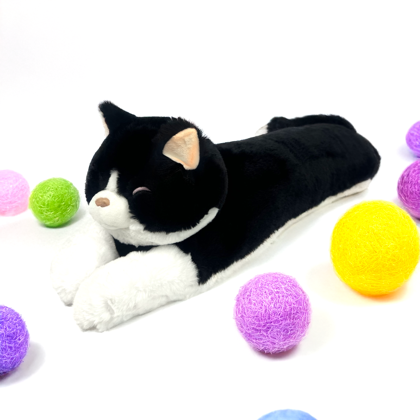 Fluffery Tuxedo Cat Plush Sleeping Pillow (45" / 115 cm)