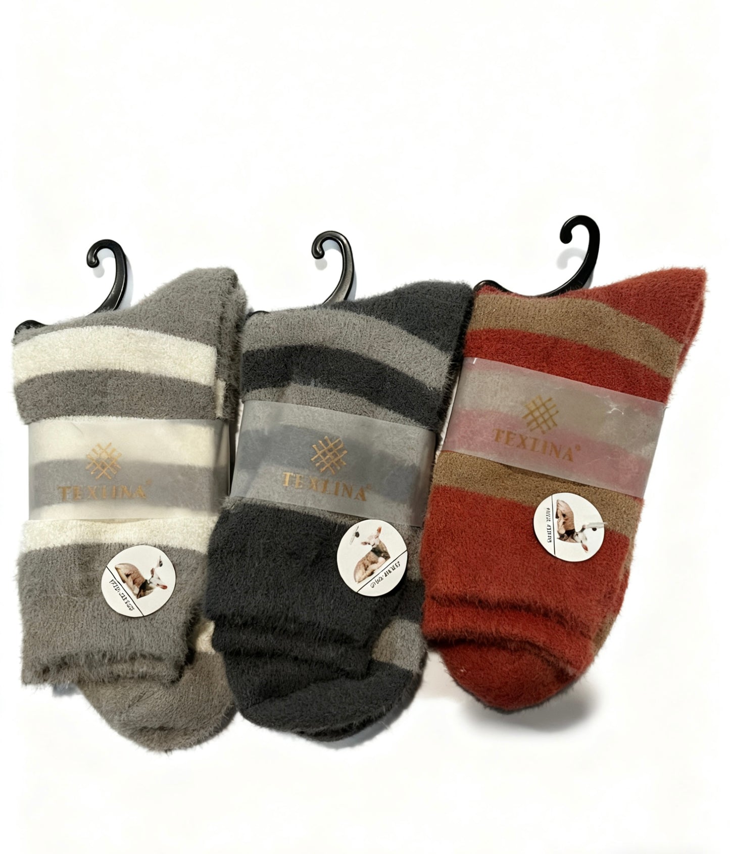 Furry Thick Thermal Socks Acrylic Wool striped