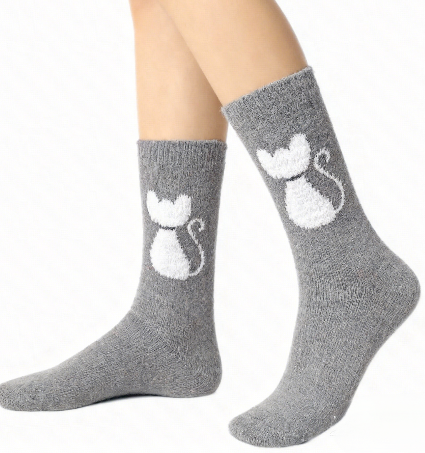 Furry Winter Warm Cat Socks Acrylic Wool Chritsmas