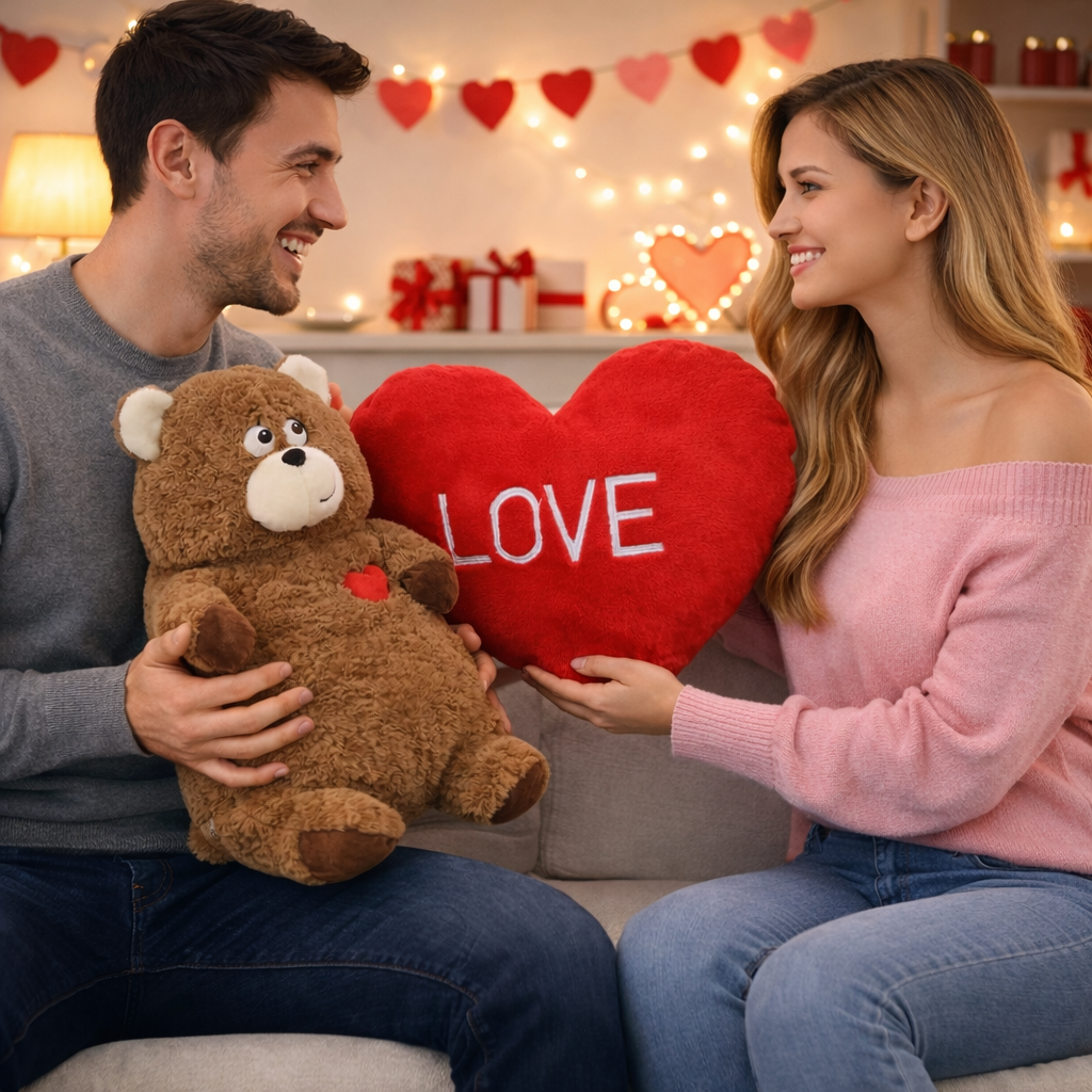 The LoveFlip 2-in-1 Reversible Heart Bear 16" Stuffed Animals Valentines Gift