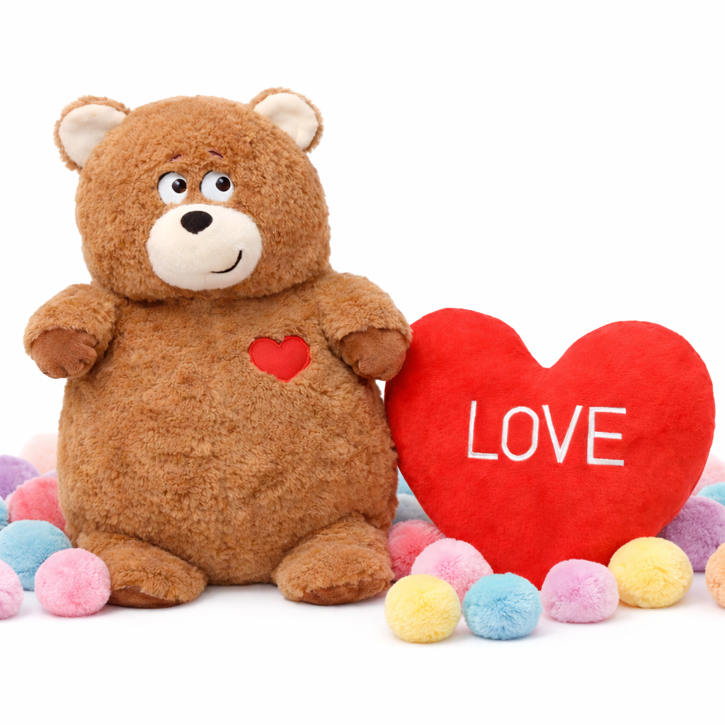 The LoveFlip 2-in-1 Reversible Heart Bear 16" Stuffed Animals Valentines Gift
