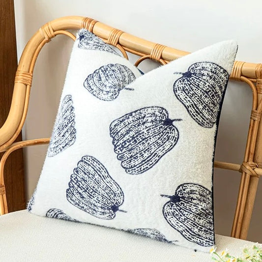 Fluffery Cozy Pumpkin Throw Pillow, Black (18" x 18" / 45 x 45 cm)