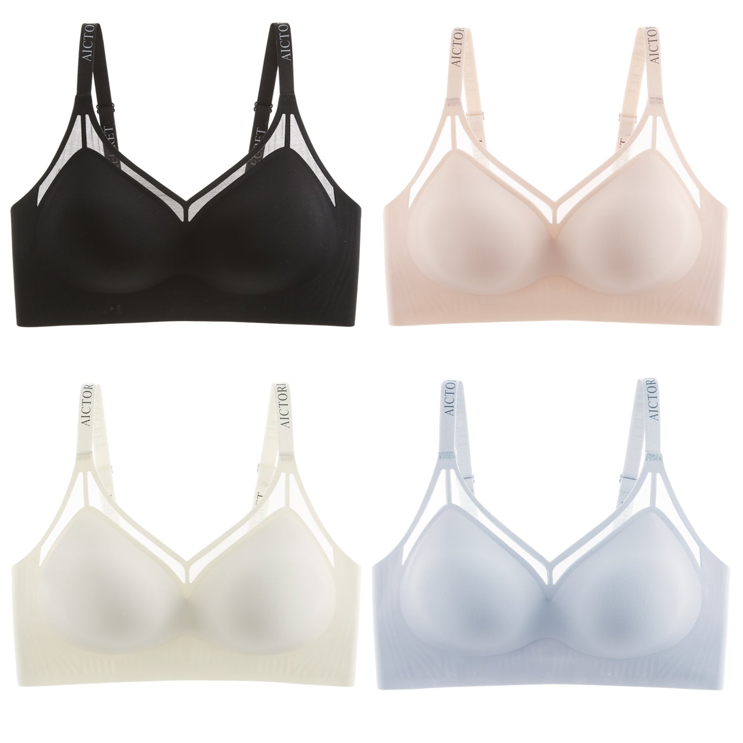 Texlina Women’s Sheer Strap Wireless Bra – AeroLift™ Contour Series (12 PCs/Pack)
