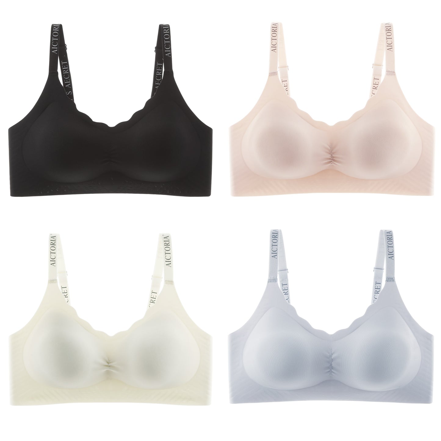 Texlina Women’s Wireless Seamless Bra with Logo Straps – CloudFlex™ SoftLift Series (12 PCs/Pack)