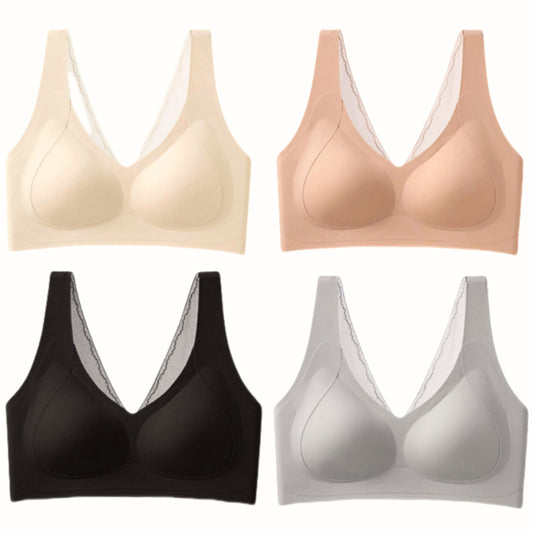 Texlina Women’s Deep V Lace Trim Wireless Bra – GraceLite™ Everyday Comfort Series (12 PCs/Pack)