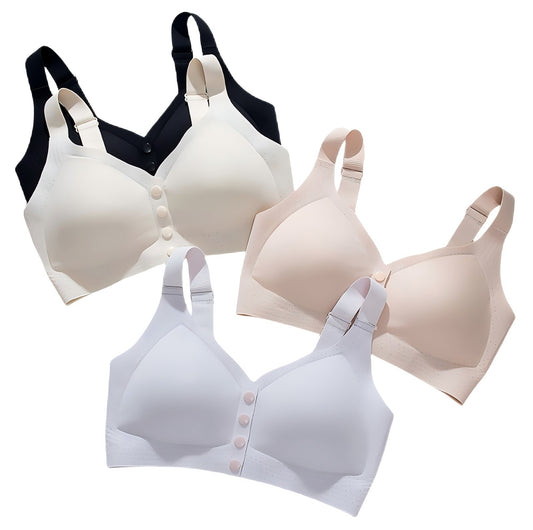 Texlina Women’s Wireless Button-Front Bra – EaseForm™ Daily Support Series (12 PCs/Pack)