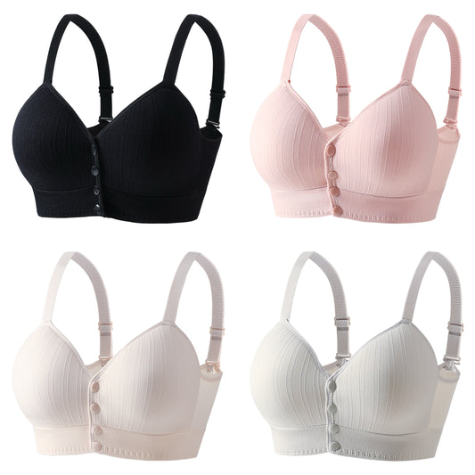 Texlina Front Button Ribbed Wireless Bra – Structured Support Comfort Series (12 PCs/Pack)