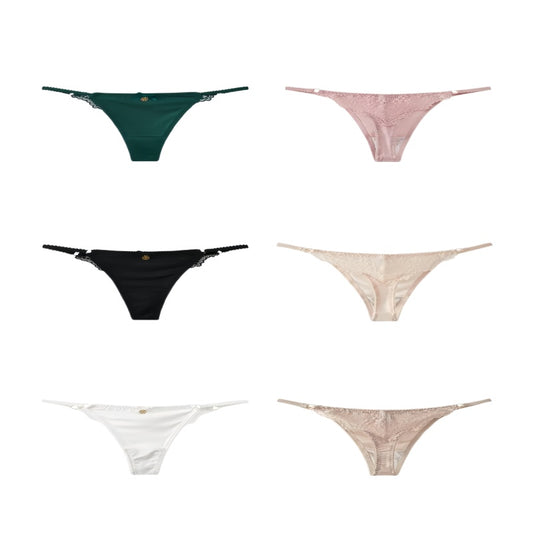 Texlina Women’s Micro G-String with Side Lace & Gold Charm – SatinFlirt™ Luxe Mini Series( 10 PCS/Pack)