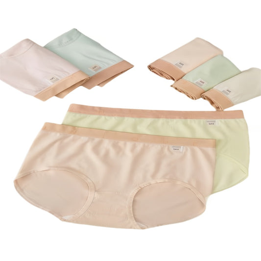 Texlina Women’s Breathable Cotton Mid-Rise Briefs with Contrast Waistband – Lea™ Anti-Bacterial Core Cotton Collection( 10 PCS/Pack)