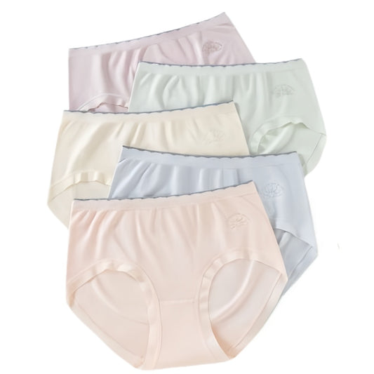 Texlina Women’s Seamless Mid-Rise Briefs with Embossed Logo – SoftSkin™ Pastel Series