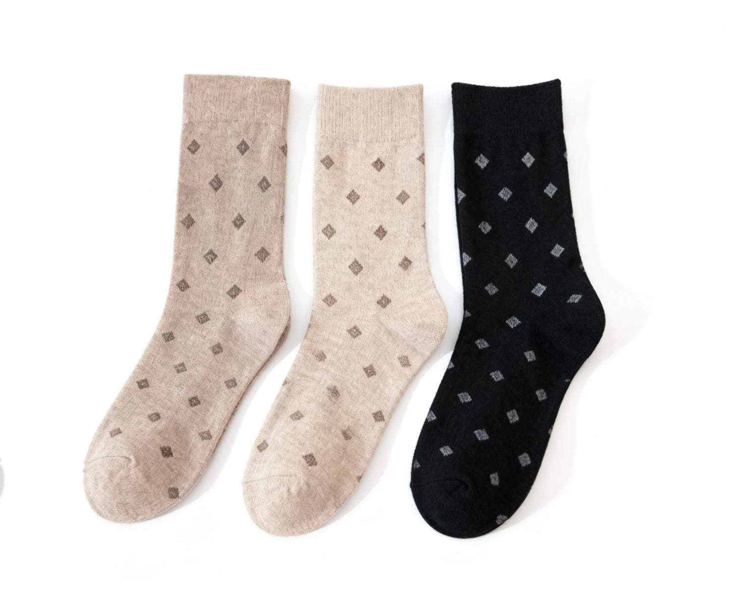 Women Diamond Pattern Crew Sock Soft Elastic Fit Casual 1CTN