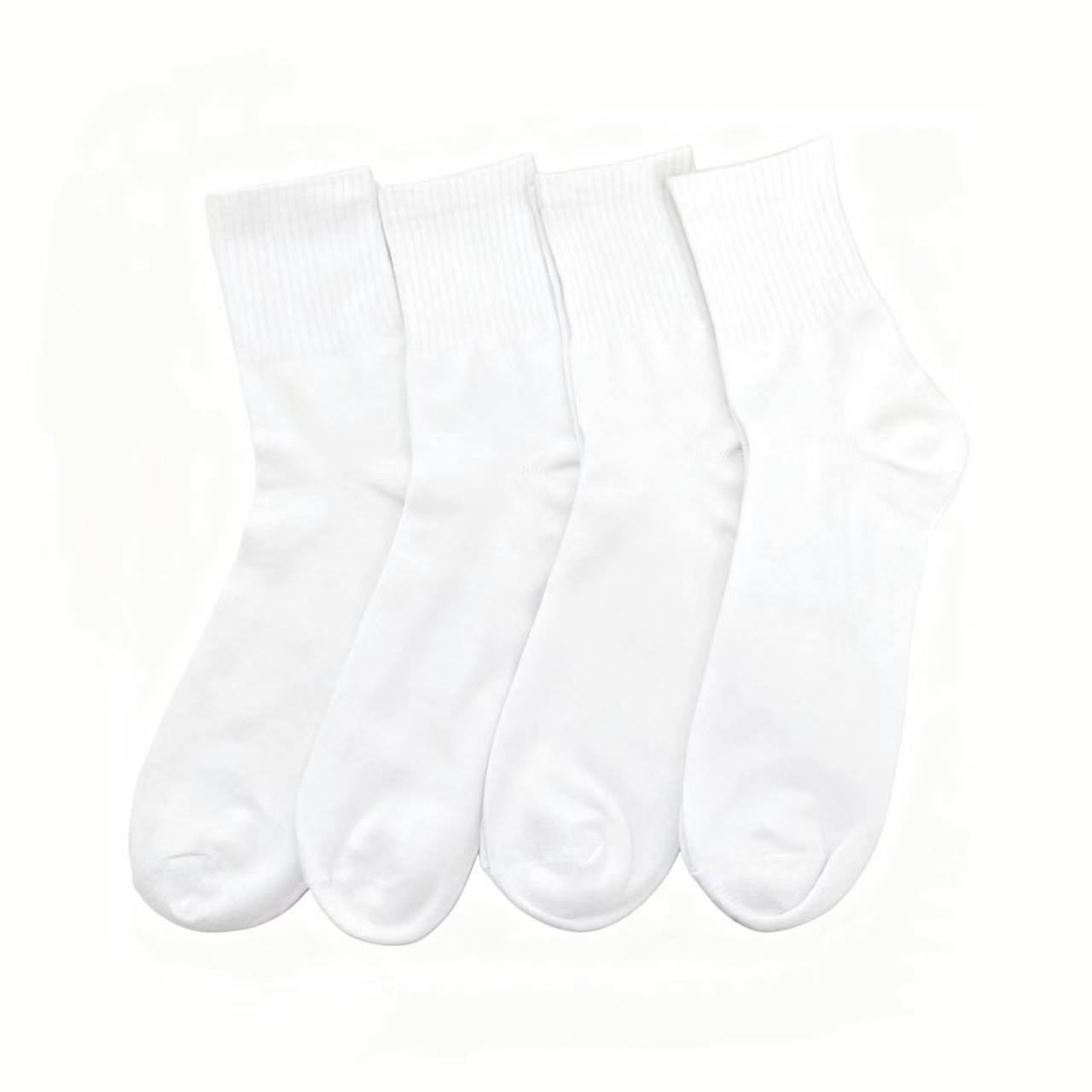 Men's All-White Mid-Calf Socks - Soft Elastic Fit Daily