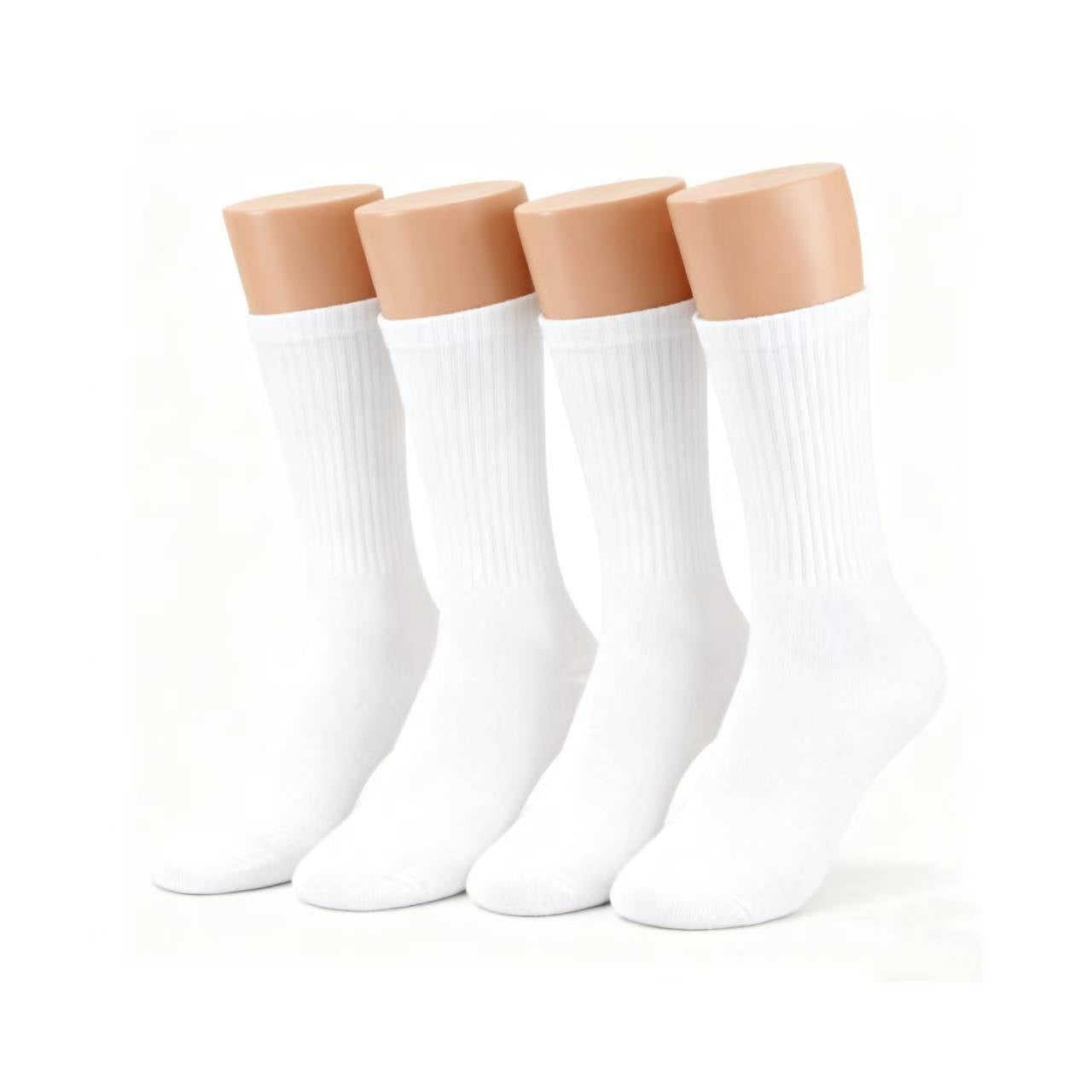 Men's All-White Mid-Calf Socks - Soft Elastic Fit Daily
